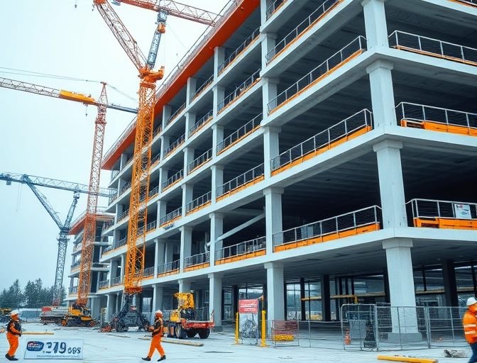 Estrutura e fachada de edifício em obras