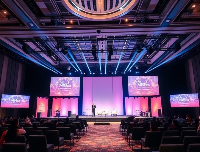 Espaço preparado para evento corporativo